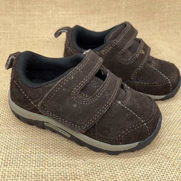 Boys Merrell Shoes Toddler Sz 5 Jungle Strap Hook and Loop Junior Espresso Brown - Picture 2 of 9